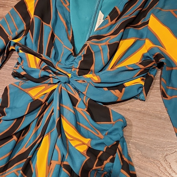 ❤️ RANNA GILL ANTHROPOLOGIE SIDE CUT-OUT ABSTRACT FLORAL MIDI DRESS, MEDIUM - Picture 11 of 13